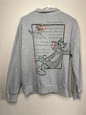 Tom & Jerry Gray Quarter Zip Sweatshirt Oversized‎ thumbnail 2