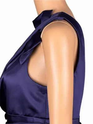 DAVID’S BRIDAL One-Shoulder Bow Satin Sheath Dress in Deep Purple Size 20 thumbnail 5
