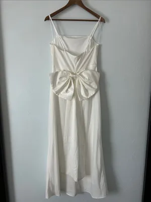 White Maxi Slip Dress with bow back and Spaghetti Straps thumbnail 3
