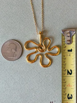 Handmade Kawaii cute retro y2k style gold tone big flower necklace thumbnail 6