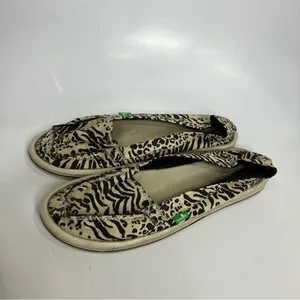 Sanuk Shorty leppatyga animal print slip on loafers‎ women’s size 10 cream black thumbnail 5