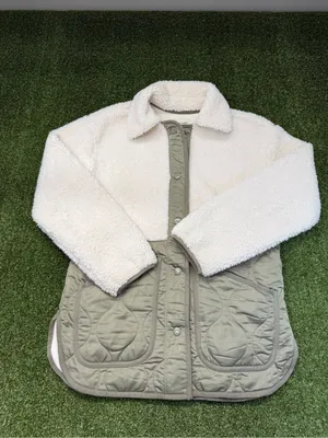Abercrombie & Fitch Sherpa Quilted Jacket‎ Button Down Olive Green Teddy S thumbnail 2