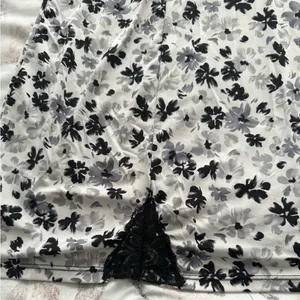 Black and white ditsy floral Y2K goth lace trim slip dress siz M spaghetti boho thumbnail 8