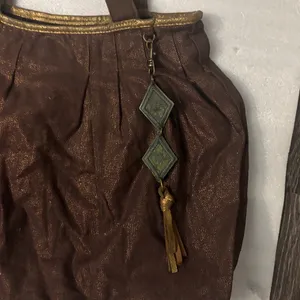 Brown/Gold Metallic Cloth Shoulder Bag Boho Fall Fairycore Grandma Minimalist thumbnail 11
