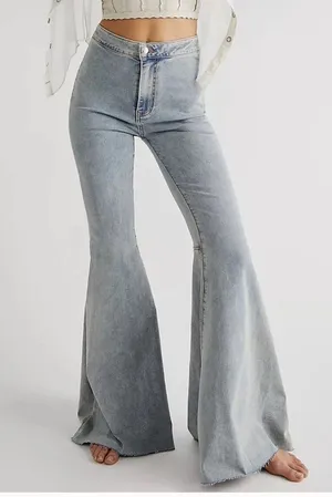 We The Free Just Float On Flare Jeans High Rise Bell Bottom Raw Hem 32x33 hippie thumbnail 1
