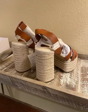 NEW! The Drop Heels Duchess Natural Raffia Buckle Strap Platform Sandals Size 9 thumbnail 5