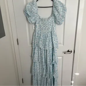 NEW Altar’d State Blue Floral Layered Maxi Dress Size Medium NWT thumbnail 8