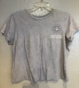 On Fire Stonewash Light Gray Sun & Moon Graphic Tee thumbnail 1