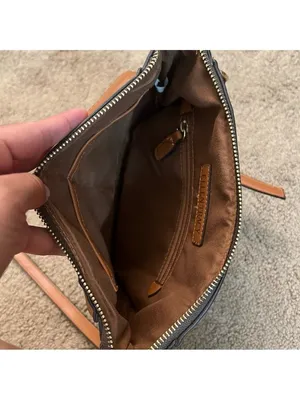 Ellen Tracy Signature Monogram Zip Medium Crossbody Bag Brown Faux Leather Purse thumbnail 5