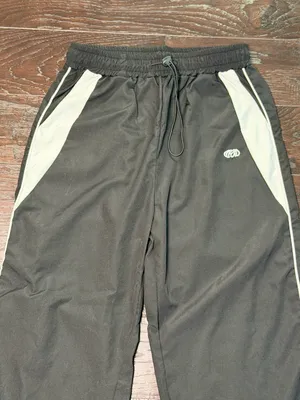 Black White Y2K Wide Leg Track Pants Windbreaker Parachute Joggers M thumbnail 4