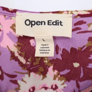 Open Edit Top Womens L Asymmetrical One Shoulder Floral Purple Side Cinch thumbnail 2