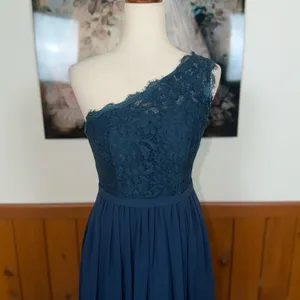 Pretty Azazie Demi Navy Chiffon Bridesmaid Gown thumbnail 4