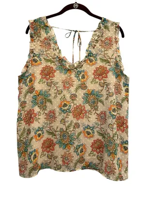 Cato Floral & Polka Dot Print Tie Back Top Large thumbnail 1