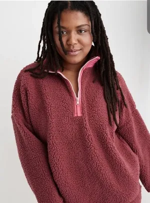 Aerie Women's Cozy Sherpa Jacket - Burgundy thumbnail 1