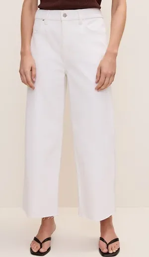 Ann Taylor Wide Leg Crop Jeans Women's 6P Petite White High Rise NWT thumbnail 1