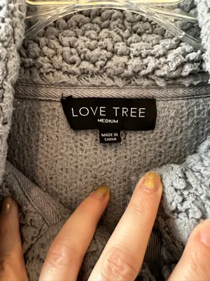 Love Tree Light Gray Sherpa Henley Pullover thumbnail 2