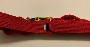 Vintage stretch red belt with gold buckle thumbnail 2