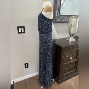 Adrianna Papell Long Beaded Blouson Gown 6 thumbnail 3