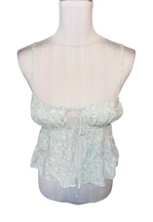 American Eagle Green & White Floral Print Summer Blouse Size S thumbnail 1