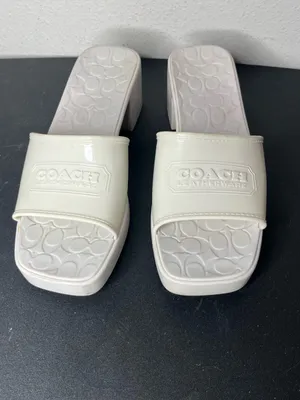 Coach Scarlett Rubber Block Heel Sandal Mule in Ivory Size 8 thumbnail 5