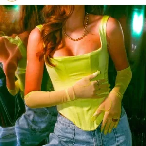 House of CB Rafa Corset‎ top lime green satin neon size XS NWOT thumbnail 2