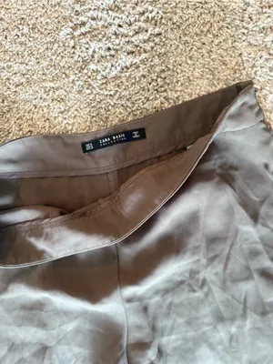 Zara green wide leg gaucho with slit thumbnail 2