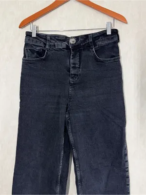 Pilcro Women’s The Skipper Cropped Jeans High Rise Wide Leg in Washed Black 28 thumbnail 3