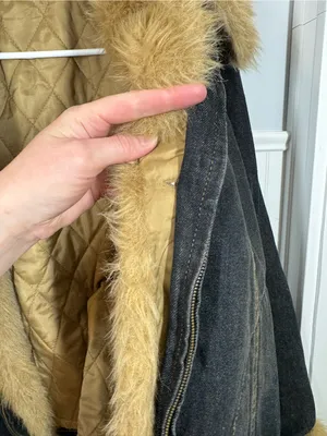 VTG Y2k Denim Jean Coat Womens M Chunky Fur 90s Bratz Retro Lizzy McGuire Boho thumbnail 9