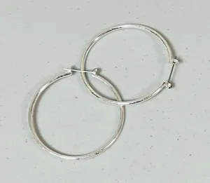 Silver Hoops Hoop Earrings Jewelry 💎 (Large Size) thumbnail 2