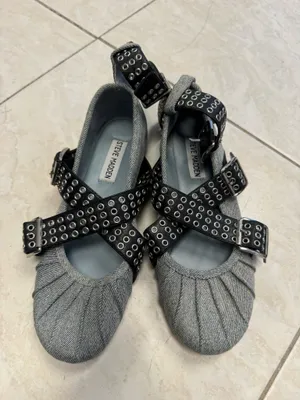 Steve Madden denim and black Mary Jane flats thumbnail 1