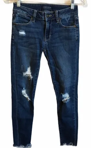 Just Us‎ Distressed Raw Hew Denim Jeans thumbnail 1