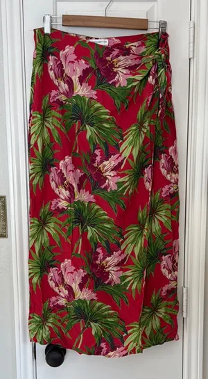 Vintage 90s bright floral wrap skirt thumbnail 1