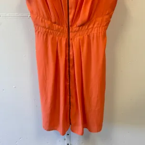 Bar III Orange Sleeveless V-Neck Zip Front Pleated Dress MDW-471 Women's Large thumbnail 4