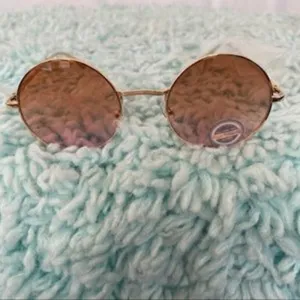 Round Orange Lens and Gold Metal Frames Sunglasses NWOT thumbnail 2