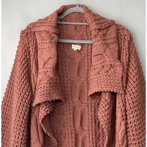 POL Chunky Sweater Cardigan Size Medium Open Front Knit Crochet Boho Cable Knit thumbnail 3