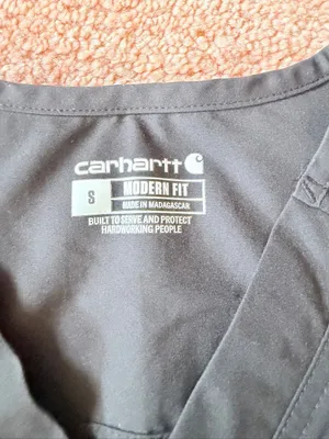 Carhartt Force Black Scrub Top V-Neck Short Sleeve Modern Fit Size S thumbnail 2
