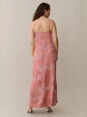 NWT Few Moda Kayda o.p.t pink sequin floral size 10 beaded maxi gown thumbnail 6