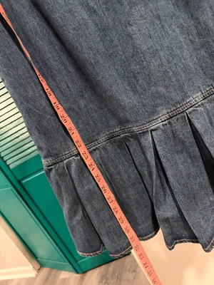 New With Tags small Wash Denim Pleated Dress Country Summer Preppy ZARA thumbnail 7