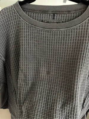 American Eagle Outfitters Charcoal Waffle-Knit Sweater thumbnail 3