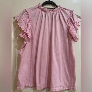 Crown & Ivy Pink Flutter Sleeve Blouse thumbnail 3