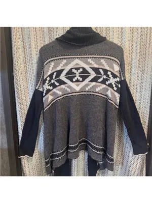 Western, boho-Aztec Southwest-style open-front cardigan, size M thumbnail 2