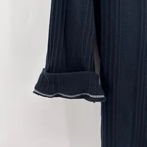 Free People Annie Long Sleeve Black Ribbed V-Neck Henley Top‎ Womens Large thumbnail 4