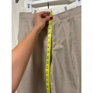 Bershka Beige Wide Leg Linen Blend Pants US 6 thumbnail 4