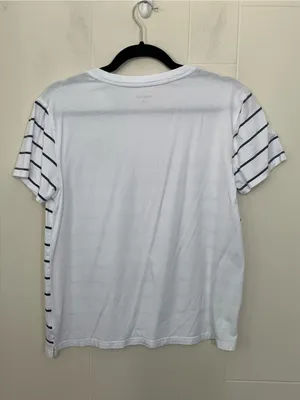 Life Is Good Sleep Tee Shirt Size M White Blue Stripe Short Sleeve Cotton Rayon thumbnail 4