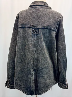 Washed Black Shacket Jacket M Womens Edgy Grunge Western Urban Casual Festival thumbnail 7