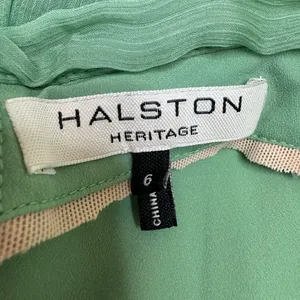 Halston Heritage Meadow Embellished Mint Green Strapless Chiffon Mini Dress $545 thumbnail 4