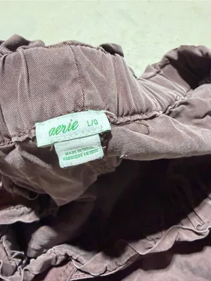 Aerie Paperbag Waist Drawstring Shorts Plum burgundy large thumbnail 4