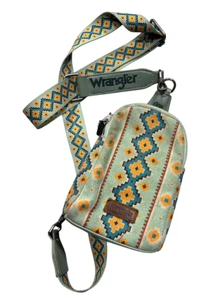 Wrangler Sling Bag Small Mint Green Southwestern Aztec‎ Print Crossbody thumbnail 1