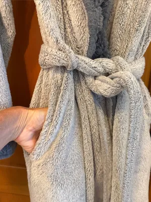 👘👘👘BOGOHO👘👘👘Plush Shawl Collar Women's Robe in Gray-Large thumbnail 7