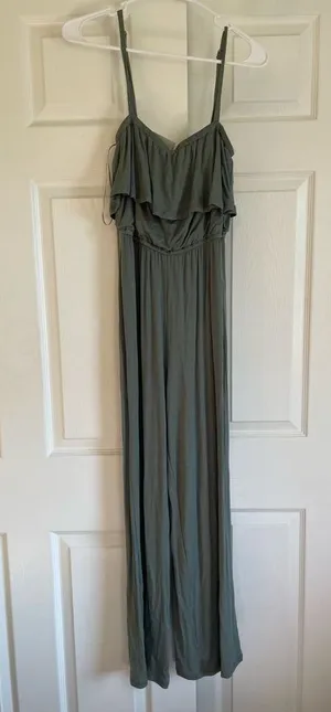 NWT Francesca’s Collection Blue Rain Size XXS Deep Green Jumpsuit Soft Wide Leg thumbnail 1